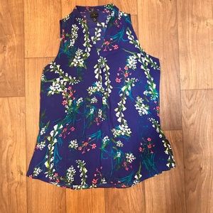Worthington Blue Floral Sleeveless Blouse M
